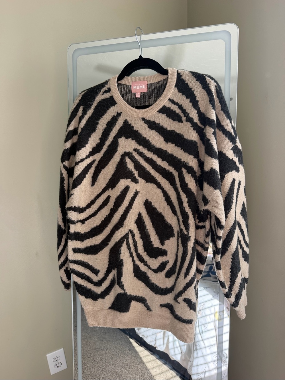 Show Me Your Mumu Zebra-Print Crewneck Sweater